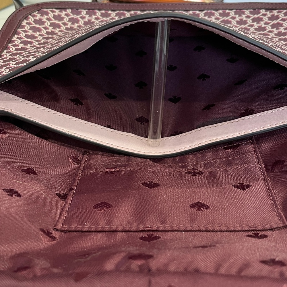 Kate Spade Maroon, Spade Patterned Crossbody Bag, Like New, Used Only One Time - Picture 8 of 14